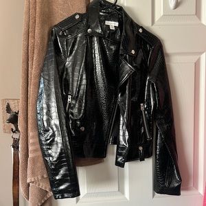 Top Shop faux leather jacket crocodile texture